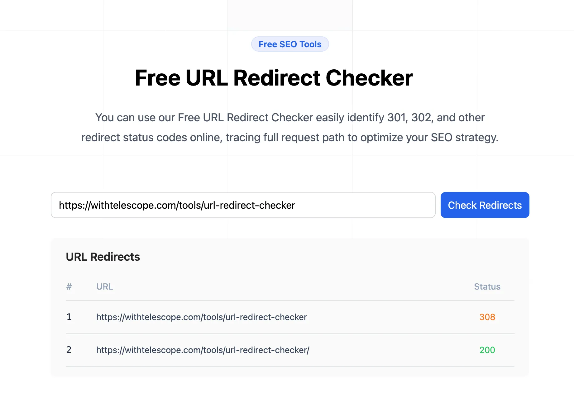 URL Redirect Checker Tool