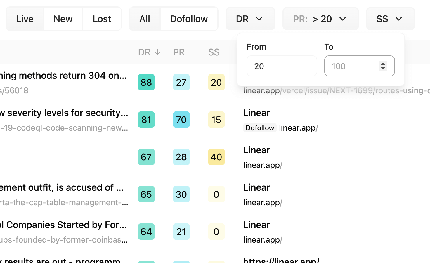 Filter and Sort Results